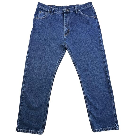 Wrangler Jeans Men’s 38x30 Regular Fit Straight Leg Blue Denim Workwear Western - Picture 2 of 11